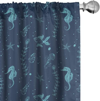 ABAKUHAUS Onderwater – Voorhangset 2x75x175 cm – Mikrofaser Azurblauw