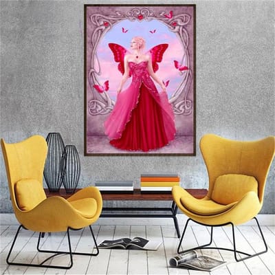 Diamant peinture papillon fée point de croix broderie couture décoration de la maison 20X30CM pink