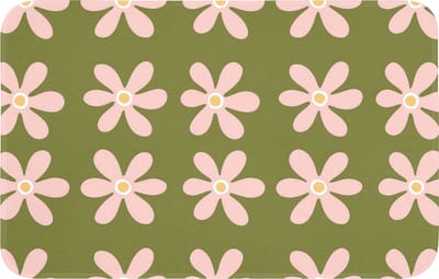 Badmat 80x50 cm - Antislip - Bloem - Modern - Groen - Badmatten voor badkamer - Badkamermat - Douchemat - Badkamer mat
