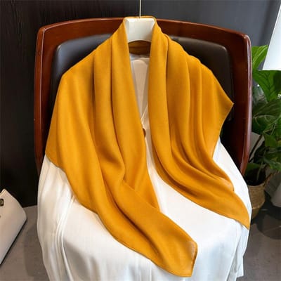 Foulard Rétro Uni Coton Lin Grande Taille Carré Soie Fine Protection Solaire Châle Décoration Polyvalent Foulard Uni One Size orange