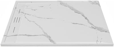 Vente-unique Extra platte opzet- of inbouwdouchebak in SMC-hars - Gemarmerd wit - 120 x 90 cm - LYROSA