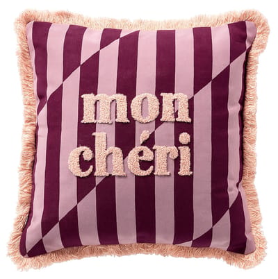 Dutch Decor CHERIE - kussenhoes 45x45 cm - gestreept - 100% katoen - Rosebud - roze - met rits - zonder binnenkussen