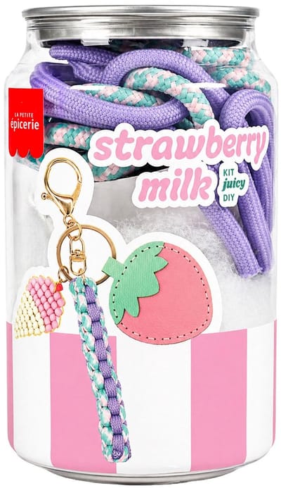 La Petite Epicerie Pshiiit Blikje Kit - Aardbeienmelk Bag Charms | Creatieve | Hobbyset | creatief startpakket | kinderen en volwassenen