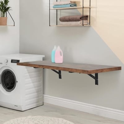 Opklapbare Wandtafel, Zwevend Bureau met Plank - Ruimtebesparend en Flexibel