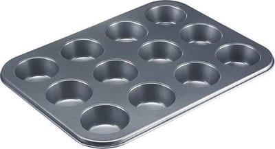 Westmark Bakvorm voor 12 muffins, antiaanbaklaag, koudgewalst staal, Back Meister, antraciet, 32902270