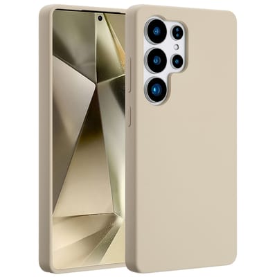 Accezz Hoesje - Geschikt voor Samsung Galaxy S25 Ultra - Liquid Silicone Backcover met Magnetische Ring - Stone