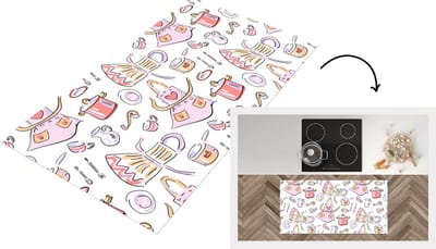 Keukenloper - Loper keuken - Patronen - Keuken - Schort - Koken - Pastel - 120x60 cm - Keukenloper vinyl