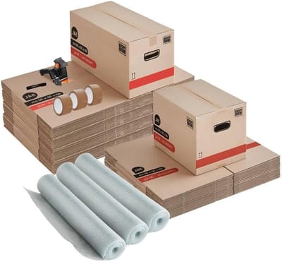 Verhuisdozen Set - Verhuisbenodigdheden Pakket - Verhuizen Organiseren - Inclusief Tape en Marker - 68 Stuks - Bruin
