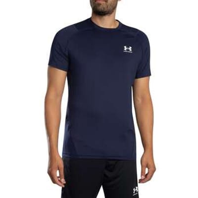 Under Armour UA HG Armour Fitted SS-BLU Heren Sportshirt - Midnight Navy - Wit
