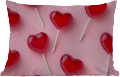 Buitenkussens - Tuin - Lollies - Hartjes - Roze - 50x30 cm