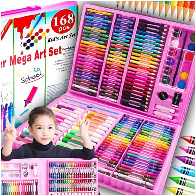 Iso Trade - Kunstset - 168 Stuks - Praktische Koffer - Voor Kinderen