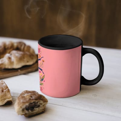 Magische Mok - Foto op Warmte Mokken - Koffiemok - Paars - Kever - Stipjes - Bloemen - Magic Mok - Beker - 350 ML - Theemok