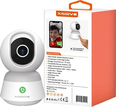 Xssive IP Camera Binnen - 2K QHD - Wifi Beveiligingscamera met Terugbelfunctie, Nachtzicht en Bewegingsdetectie - Voor Huisdiercamera, Babyfoon met Camera & App