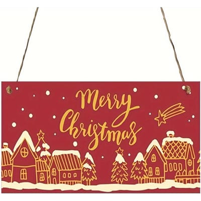1 pièce Panneau de porte Joyeux Noël, Panneau décor mural Joyeux Noël en bois, Panneau à suspendre de Noël pour décorations de porte d'entrée, 7,9x3,9 pouces Pack of 1