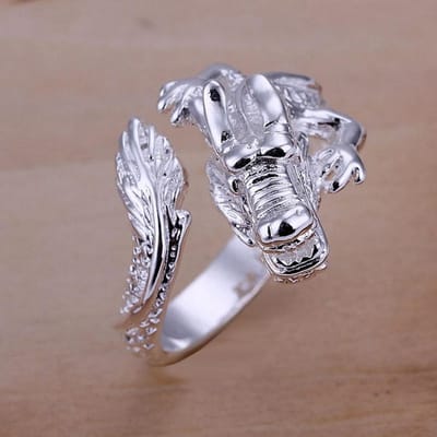 Mode Charm Zilverkleurige Ringen Draak Ontwerp Sieraden Mooie Vrouwen Dame Mannen Vakantie Geschenken 8