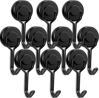 Magnetische haken, 20 mm, zwart, neodymium, extra sterk, draaibaar, sterke magneethaken voor keuken, slaapkamer, gadget, kasten, kantoor, koelkasten, grill