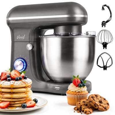 Vivid Green 1500W Keukenmixer - 5L Mengkom - 10 Snelheden - Keukenmachine - Keukenrobot - Grijs