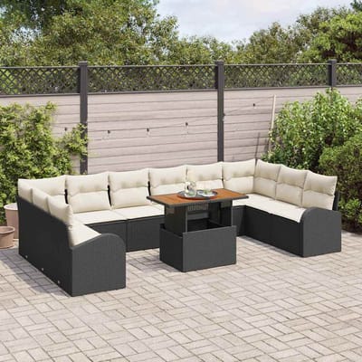 vidaXL - Tuinbank - Set - 11 - st - Zwart - en - crème