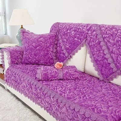 Pluche Sofamat Effen Kleur Europese Stijl Machinewasbaar Antislip Kantrand Sofa Handdoek Stofdichte Sofa Hoes Volledige Bedekking 70x70cm