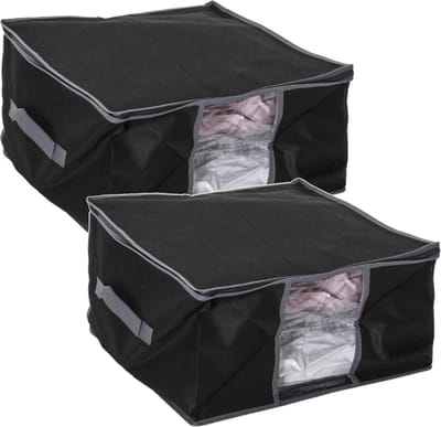 5Five Dekbed/kussen opberghoes - 2x - zwart - vacuumzak - 40 x 40 x 25 cm - Dekbedhoes - Beschermhoes