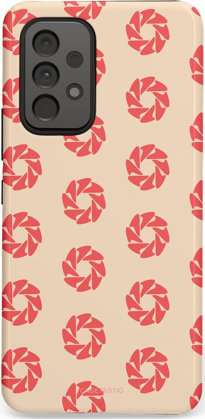 Casetastic hoesje geschikt voor Samsung Galaxy A53 (2022) 5G - Dubbellaagse bescherming - Peach Bloem Cirkels - Fashion Case - Crème Koraal Perzik