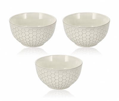 Ramen Kommen Set van 3 – Ø14 cm Keramiek Soepkommen – 700 ml Ontbijtkommen Zonder Oor voor Yoghurt, Muesli en Salade – Grijs