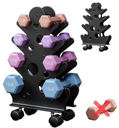 Ruimtebesparend Halterrek voor Thuisgym - Organizer voor Dumbbells met of zonder Wielen