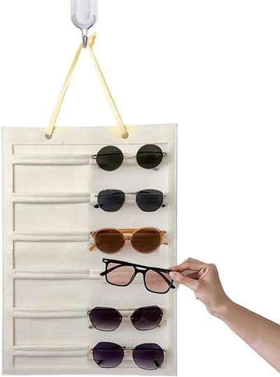Zonnebril Organizer - Brillenhouder Display - Brillen Opbergen - Ruimtebesparend Wandmodel - 50x35cm - Grijs