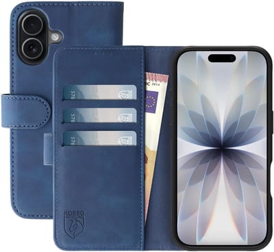 Rosso Element Geschikt voor Apple iPhone 17 | Wallet Book Case | Portemonnee Hoesje | 3 Pasjes | Magneetsluiting | Stand Functie | Blauw