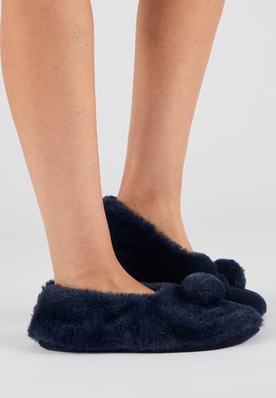 Damart - Zacht gebreide pantoffels Thermolactyl - Dames - Blauw - 36/38
