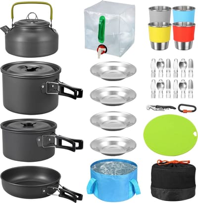 Camping kookgerei set - Outdoor kookgerei set -  voor kamperen wandelen picknick reizen – duurzaam