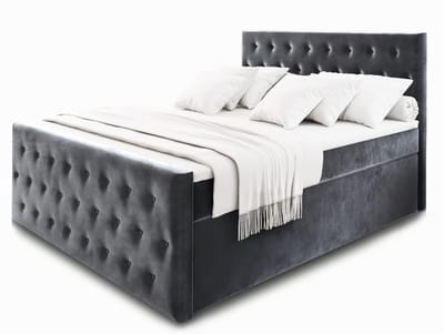 Boxspring FONDI 140x200 cm met matras en topper, bedkasten - Grijs