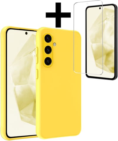 Hoesje - Met Screenprotector - Geschikt voor Samsung Galaxy A36 - Sterk & Shockproof - Back Cover - Siliconen Case - Telefoon Hoes - Telefoonhoesjes - Geel