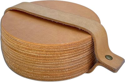 Brute Strength - Onderzetters voor glazen - Leer - Naturel - Rond - 14 stuks - Leren onderzetters - Onderzetter leer - Lederen onderzetters - Onderzetters leer