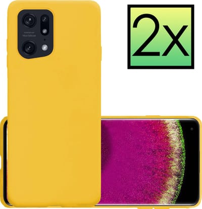 Hoesje - 2 Stuks - Geschikt voor OPPO Find X5 - Sterk & Shockproof - Case Siliconen - Back Cover - Telefoon Hoes - Geel