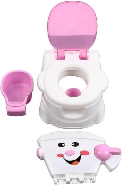 Kinder Trainingspotje - Peuter toilet - Zindelijkheidstraining thuis - Met rugleuning en handgrepen - 36x17 cm - Roze