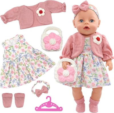 Poppenkleding Set - Poppen Accessoires - Poppen Aankleden - Met Opbergtas - 14-18 Inch - Roze