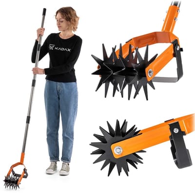 KADAX sterfrees met onkruidmes, tuinfrees van roestvrij staal, rolcultivator voor het losmaken van de grond, grondfrees, cultivator met roterende sterwielen, rolschoffel