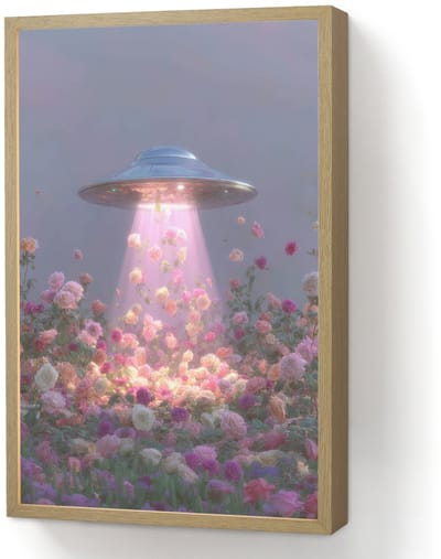 Wandlamp 40x60 cm - Oplaadbaar - Ufo - Rozen - Pastelkleuren - Wandlampen binnen woonkamer - Slaapkamer lamp - Decoratieve nachtlamp - Vloerlamp draadloos