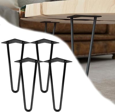 NAIZY 61cm meubelpoten 4 stuks voeten metalen tafelpoten 2-stang stoelpoten met vloerbeschermers en schroeven meubelpoten voor kast tafel stoel DIY