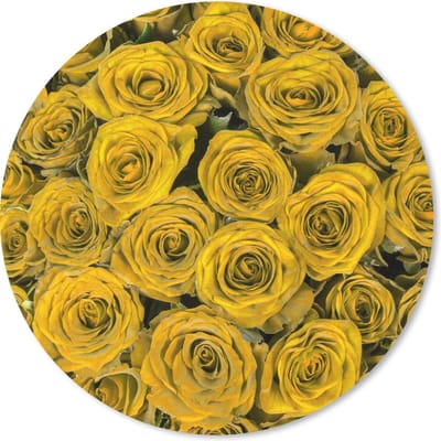 Muismat rond 20x20 cm - Mousepad Rozen - Geel - Boeket - Ronde muismatten
