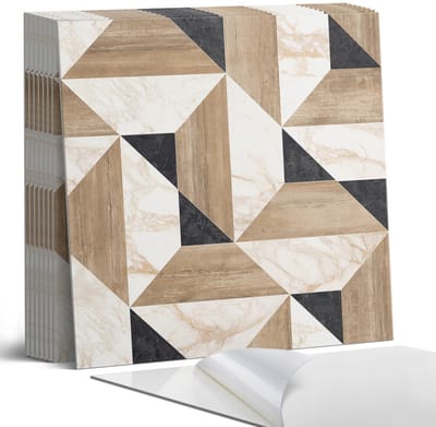 Coloray Plaktegels - Geometrisch tegelpatroon Portugese Tegels - 30 cm x 30 cm - Bruin Plaktegels - 9 stuks - Vierkant PVC Tegels - Plaktegels Keuken - Zelfklevende Vloertegels - Vinyl Tegels - Zelfklevende Tegels
