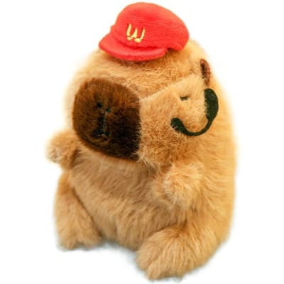 Creatieve Pop Pluche Capibara Sleutelhanger Crossdressing Eten Pluche Capibara Hanger Bont Grappige Cartoon Dier Sleutelhanger Dagelijks brown