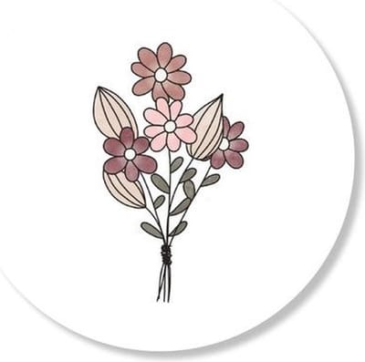 Sluitsticker - Sluitzegel – Bloem – Boeket Bloemen - Poeder Rose / Nude / Taupe | Moederdag - Verjaardag - Trouwkaart – Geboortekaart – Envelop | Envelop stickers | Cadeau – Gift – Cadeauzakje – Traktatie | Leuk inpakken - DH collection