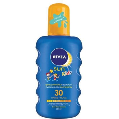 NIVEA SUN Kids Protect & Hydrate Zonnebrandspray - SPF 30 - Zonnespray - Gekleurd - Zeer waterbestendig - 200 ml