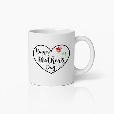 Happy Mother’s Day Mok met Roos en Hart - Keramische Koffiemok 330ml - Moederdag Cadeau