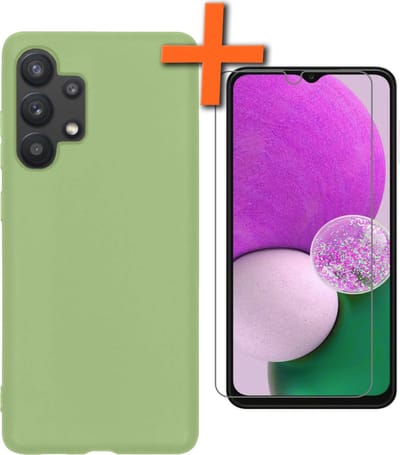 Hoes - Met Screenprotector - Geschikt voor Samsung Galaxy A13 4G - Sterk & Shockproof - Back Cover - Siliconen Case - Telefoon Hoes - Groen
