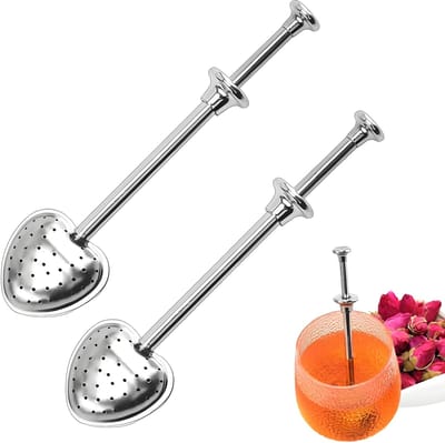 Dailygoods- Theezeef met telescoopgreep - 2 stuks - Roestvrij staal - Geschikt voor losse thee - Filter voor kruidenthee - Eenvoudig te reinigen - Theefilter