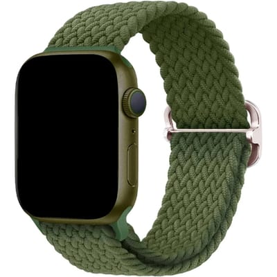 123watches bandje Weavy - nylon - groen cactus - 38 · 40 · 41 & 42 mm - Geschikt voor Apple Watch series 1/2/3/4/5/6/7/8/9/10/11/12/SE/SE2/SE3