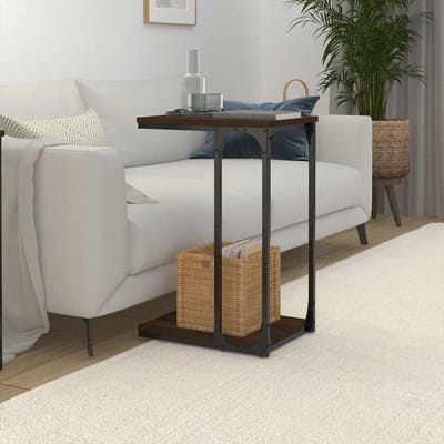 vidaXL - Bijzettafel - 40x30x60 - cm - bewerkt - hout - bruin - eikenkleur